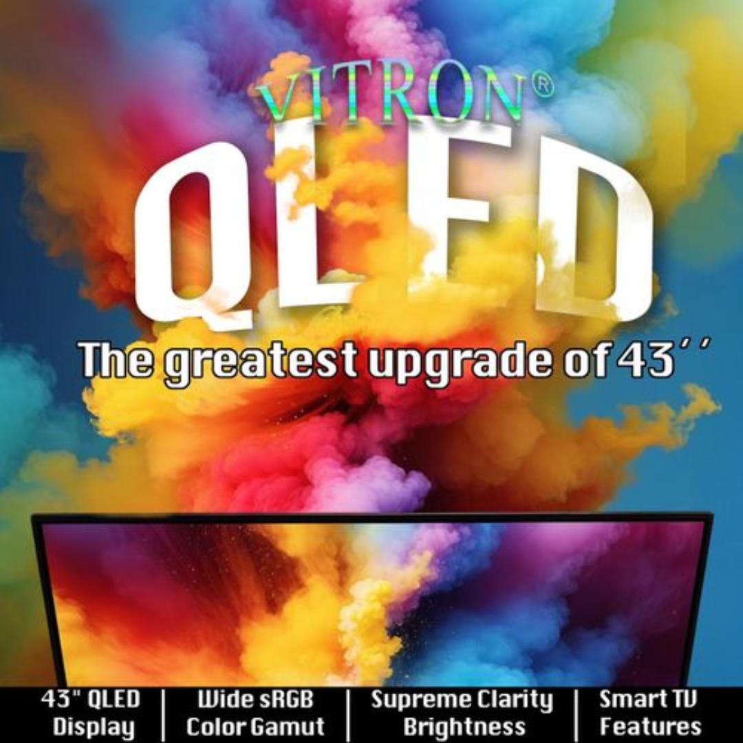 Vitron HTC4300QFS 43 inches QLED TV BLUETOOTH ENABLED 4K FULL HD Frameless Smart(1YR WRTY)