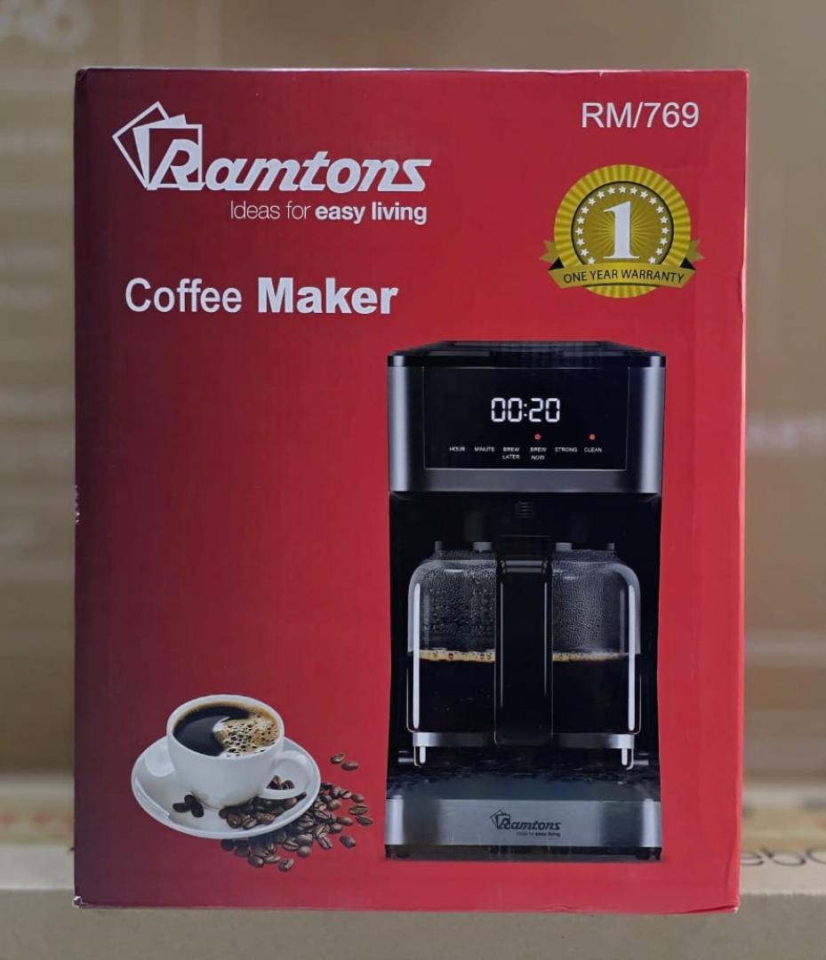 Ramtons RM/769 digital Coffee Maker with reusable filter and keep warm function 1.8L

glass carafe led display and touch screen control