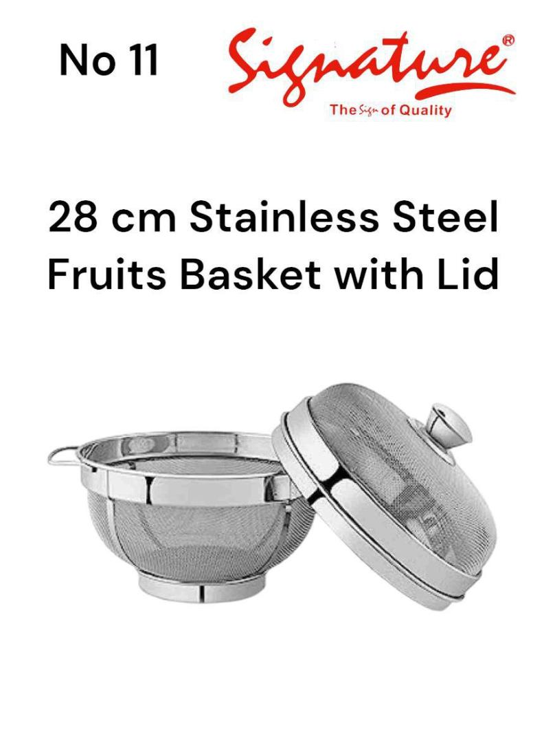 Signature Multipurpose stainless steel fruits basket with lid