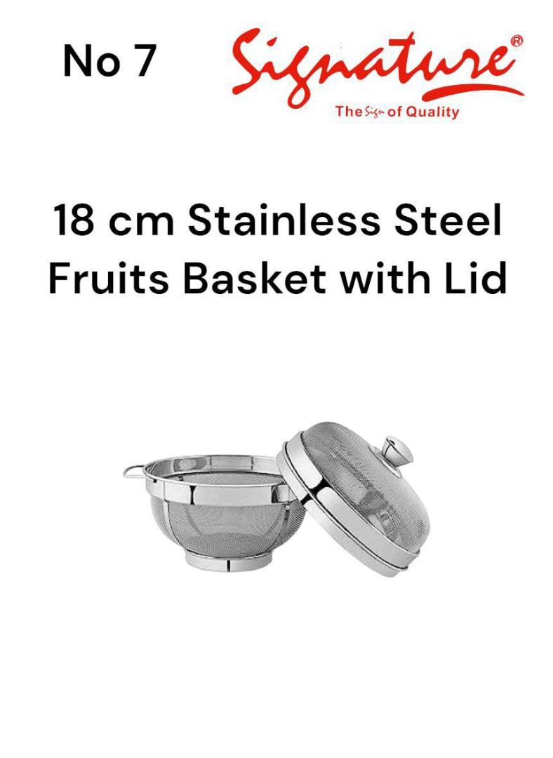 Signature Multipurpose stainless steel fruits basket with lid
