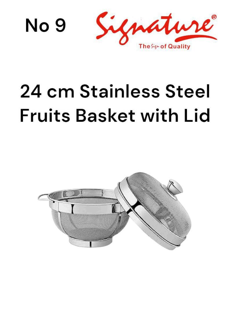 Signature Multipurpose stainless steel fruits basket with lid