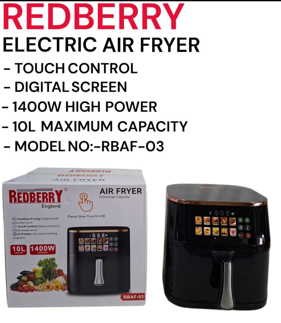 Redberry RBAF-03 10L Electric Air Fryer with touch control digital touch screen 1400W