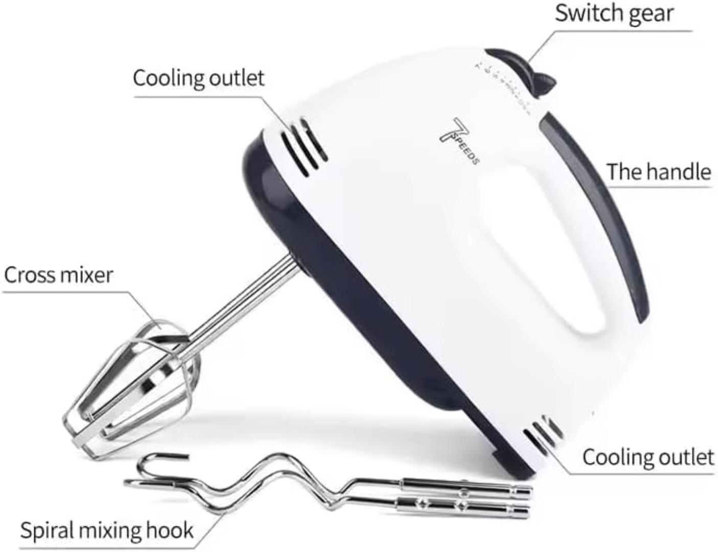 Redberry RBHM-1 Super hand mixer egg beater with 7 speed easy to hold 260W white