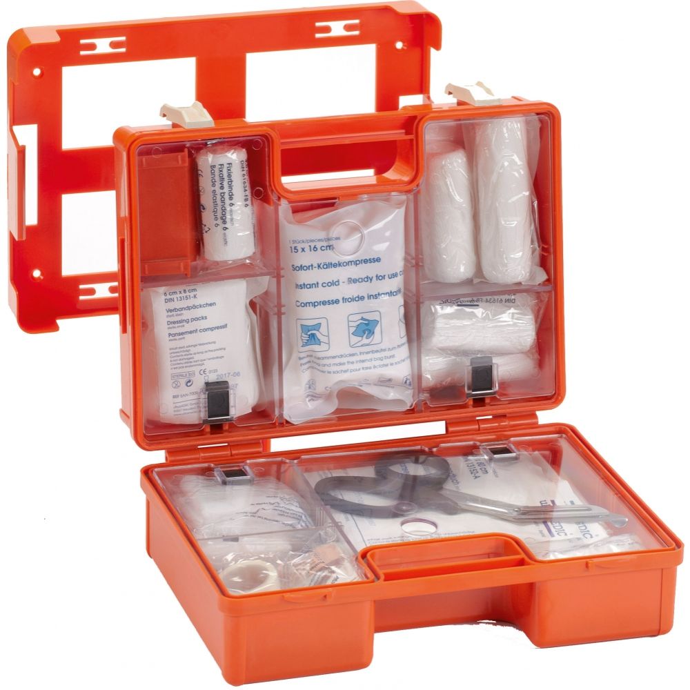 First Aid Kit box GKB302 Orange European standard for 50 people for wide range minor injuries at the work place, classrooms or community centres