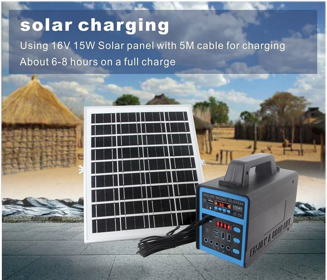Portable Mini Home Solar Lighting System Kit for Lighting & Mobile Charging power bank 4pcs Super Bright 12V LED bulbs with FM radio and MP3 player