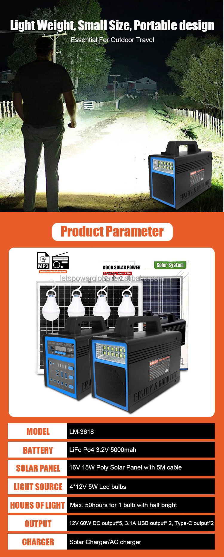 Portable Mini Home Solar Lighting System Kit for Lighting & Mobile Charging power bank 4pcs Super Bright 12V LED bulbs with FM radio and MP3 player