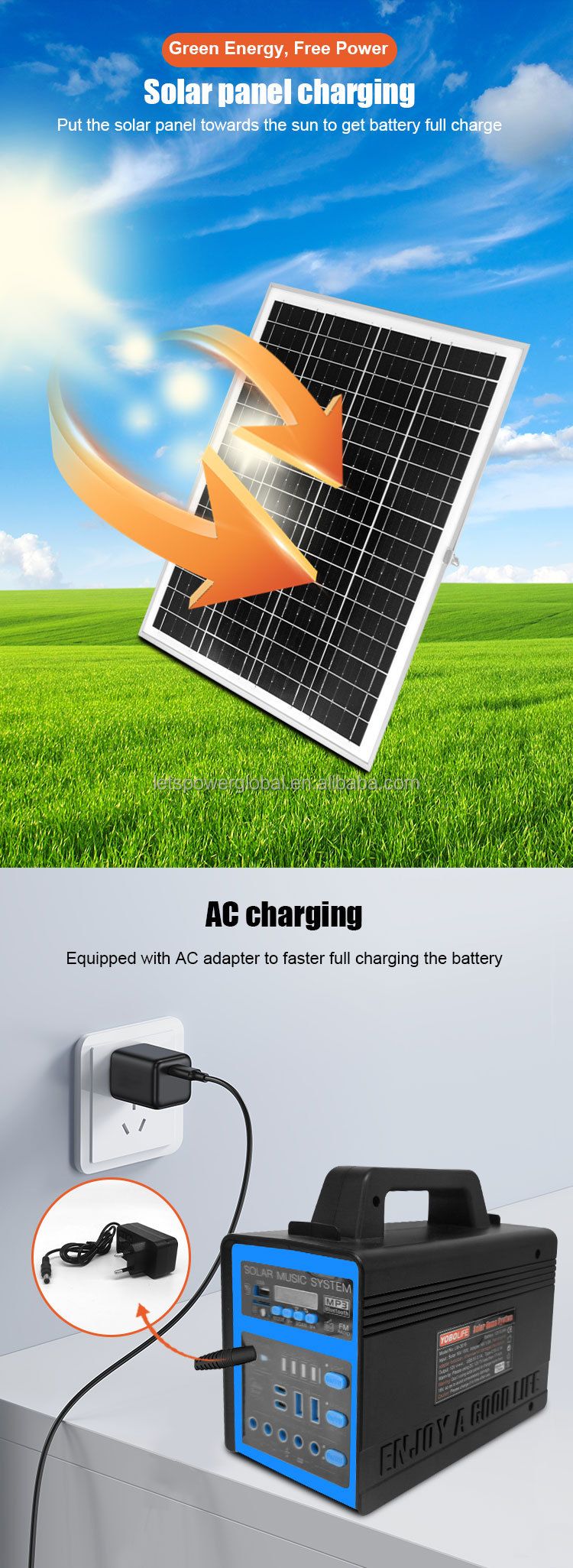 Portable Mini Home Solar Lighting System Kit for Lighting & Mobile Charging power bank 4pcs Super Bright 12V LED bulbs with FM radio and MP3 player