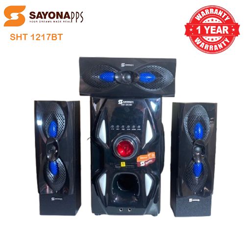 Sayona SHT-1217BT 3.1CH Subwoofer Speaker System with Bluetooth USB FM radio and remote control 12000W P.M.P.O with super bass surround woofer