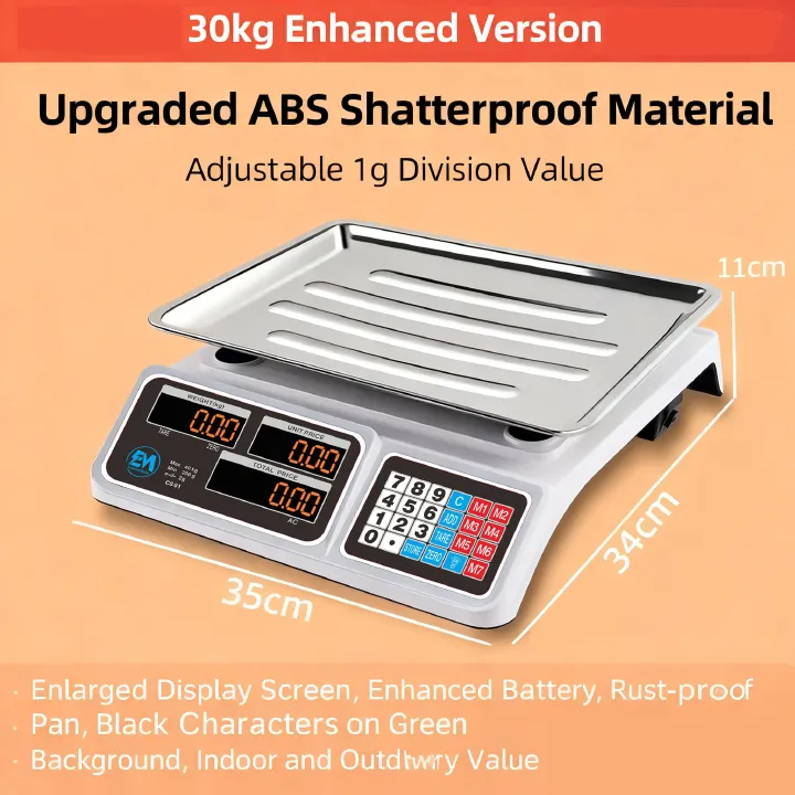 Electromate 40Kgs Digital price Computing Weighing Scale Get accurate, reliable, and instant readings Water resistant and dustproof battery operated