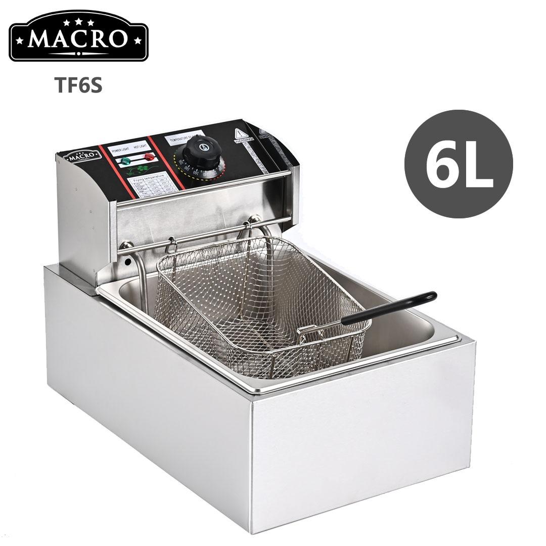 Macro 6L SINGLE electric deep fryer STAINLESS STEEL TANK Energy Efficient Double Electric Chips / Chicken / MANDAZIS Deep Fryer Machine