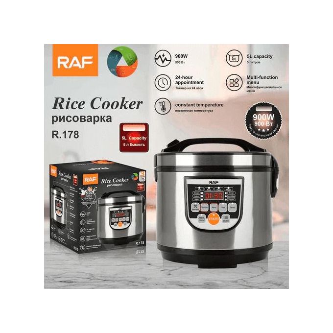 RAF R-178 5L Rice Cooker Stainless steel Multi-function Electric rice cooker with LCD display 900W