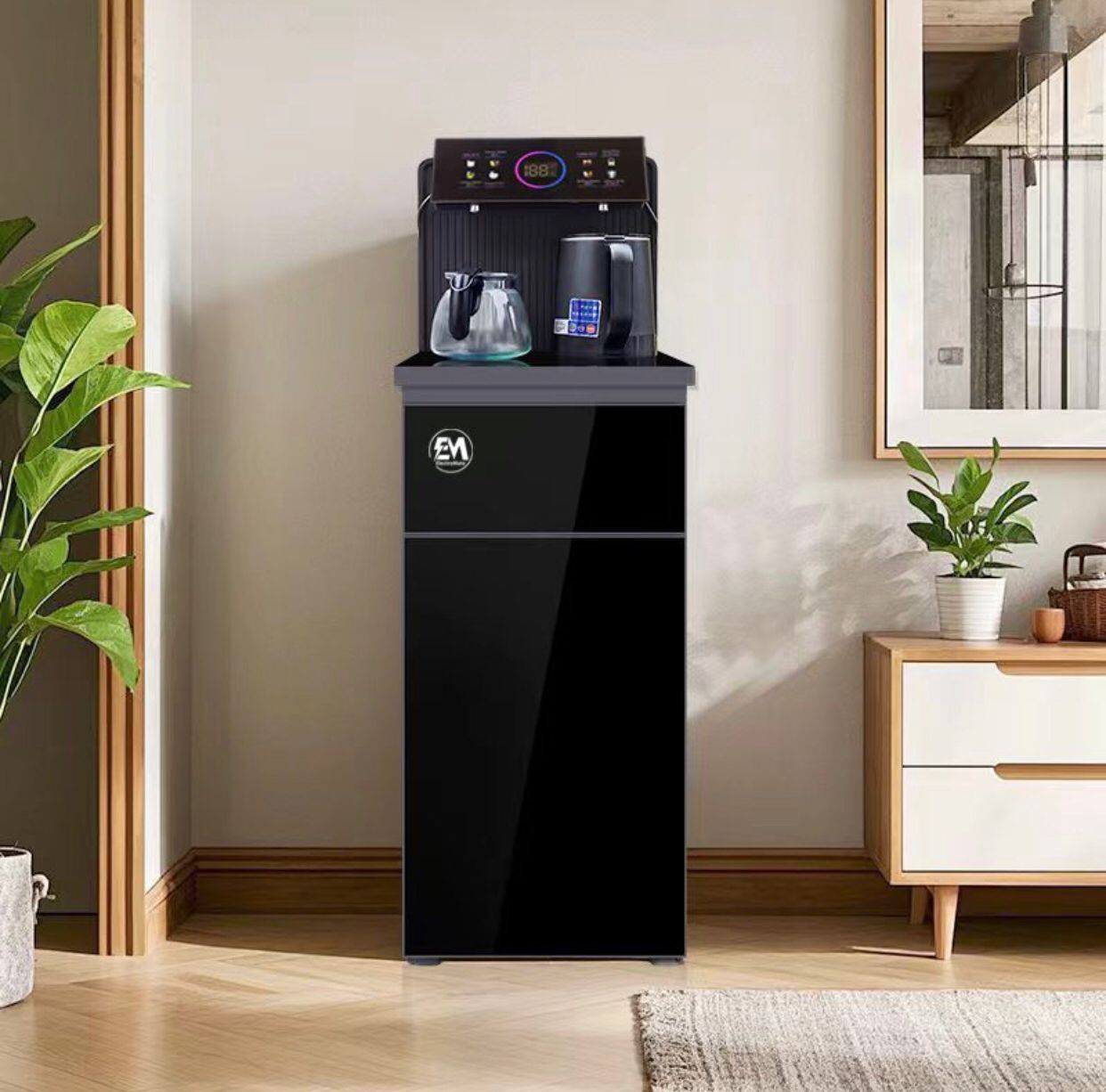 EM Electromate multifunction hot and cold and normal bottom load water dispenser with coffee maker kettle and temperature display panel touch panel and remote control