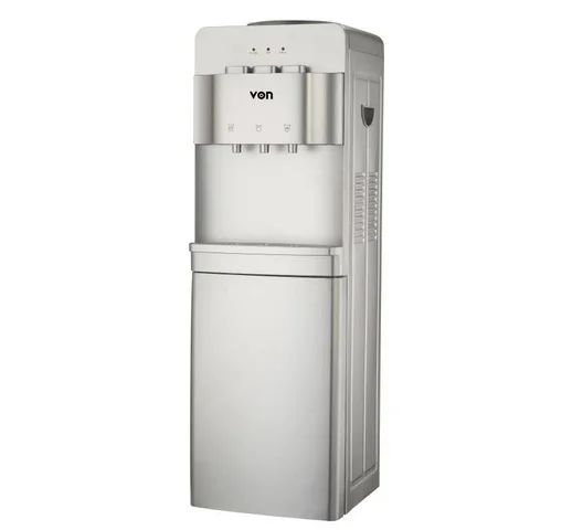 VON Water Dispenser 3 Tap Hot & Cold & Normal Electric Cooling With Cabinet Push Button Child Lock Safety- SILVER