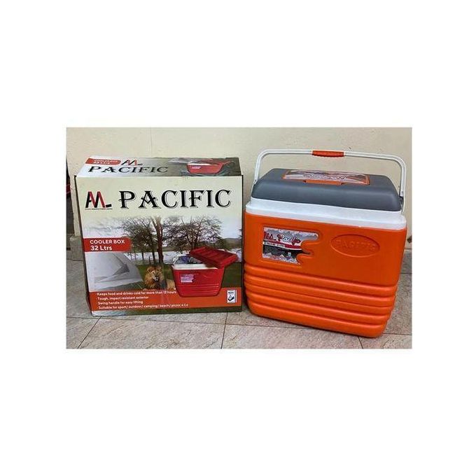 Pacific 32L ice cooler box with double layer insulation for food and medicine preservation and carrying handle