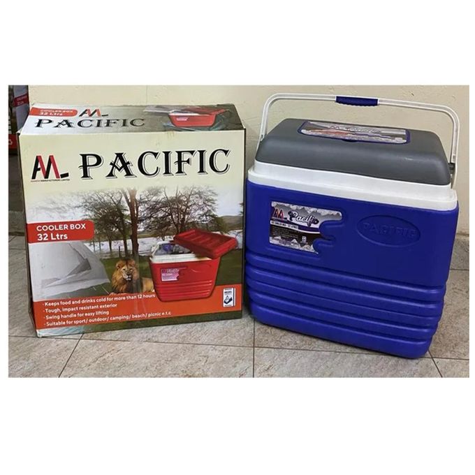 Pacific 32L ice cooler box with double layer insulation for food and medicine preservation and carrying handle