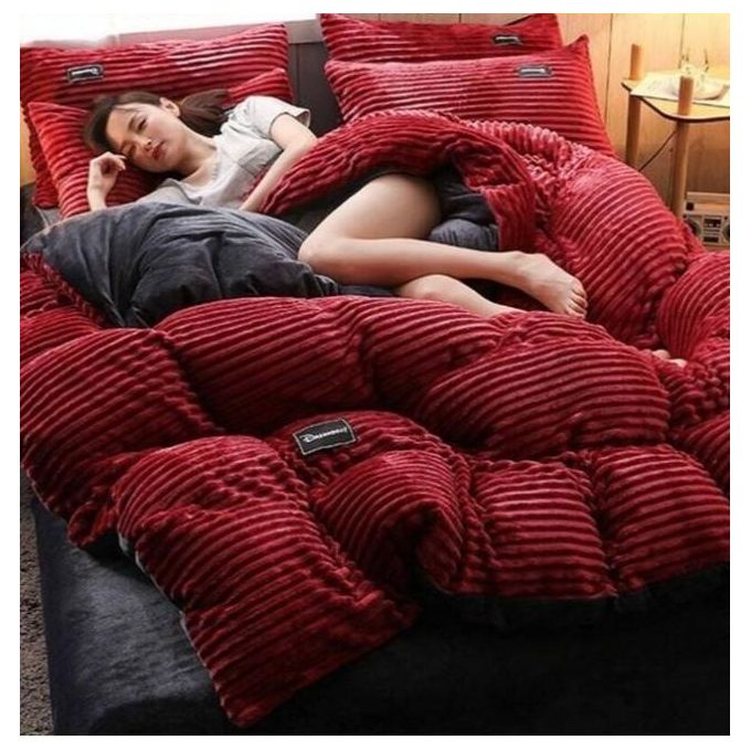 4 in 1 TC Velvet Woolen Duvet Set With 2 Pillow Cases And 1 Bedsheet  high quality complete velvet duvet