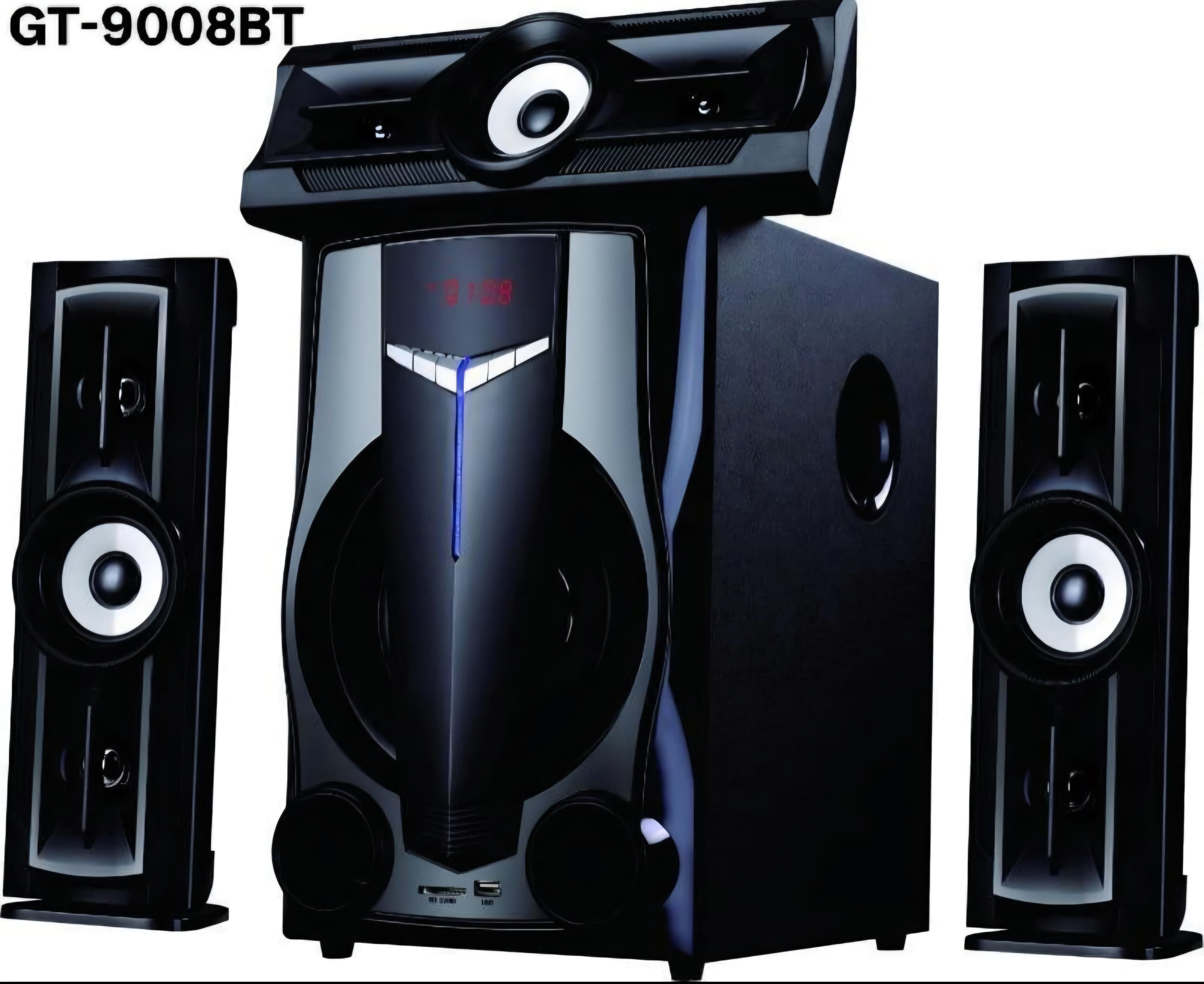 Golden Tech GT-9008BT 3.1CH Subwoofer home theater speaker system with Bluetooth FM radio and remote control 15000W PMPO