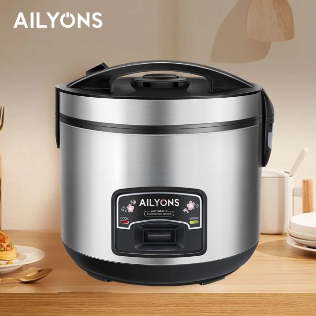 AILYONS DRC18S-AVA1 Deluxe 1.8L Automatic Electric Rice Cooker 3 In 1 with stainless body Silver (1YR WRTY)