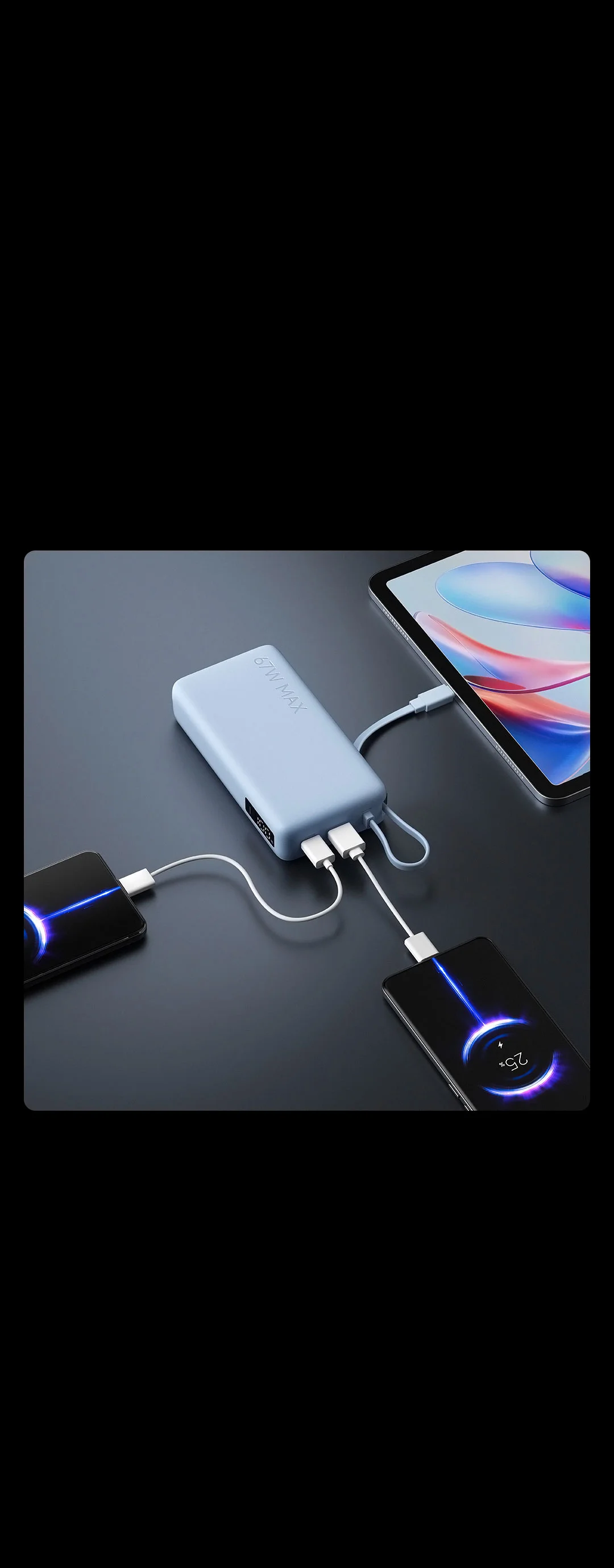 Xiaomi 20000Mah power bank with integrated type C charging cable 65W fast charging power bank