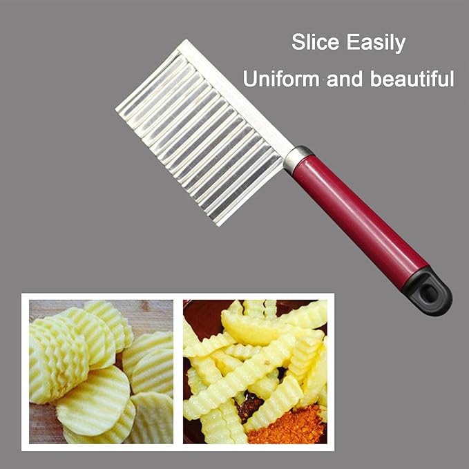 (Easter sale) HOT SELLING KITCHEN VEGETABLE WAVE KNIFE SERRATED BLADE CHOPPER STAINLESS STEEL FRENCH FRY POTATO CUTTER BUY IN KENYA