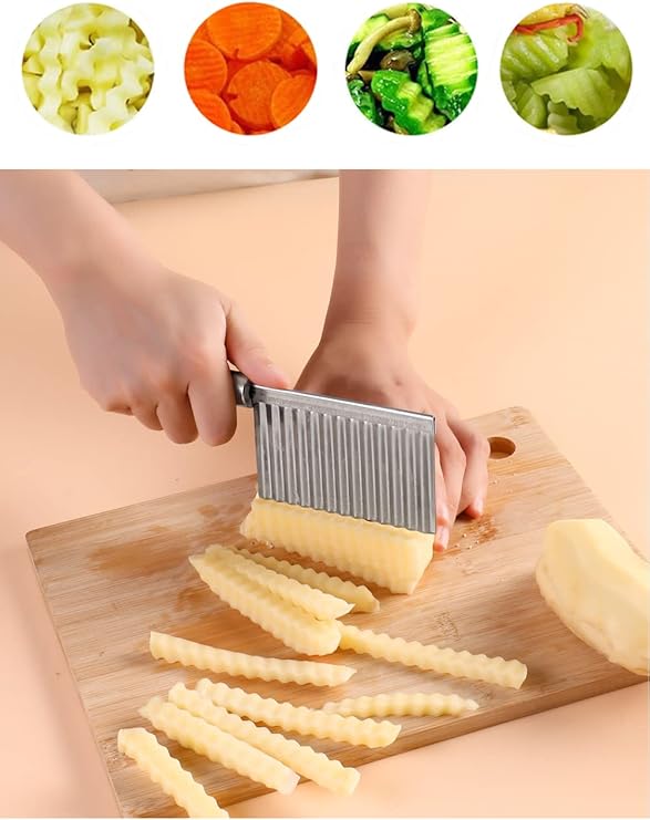 (Easter sale) HOT SELLING KITCHEN VEGETABLE WAVE KNIFE SERRATED BLADE CHOPPER STAINLESS STEEL FRENCH FRY POTATO CUTTER BUY IN KENYA