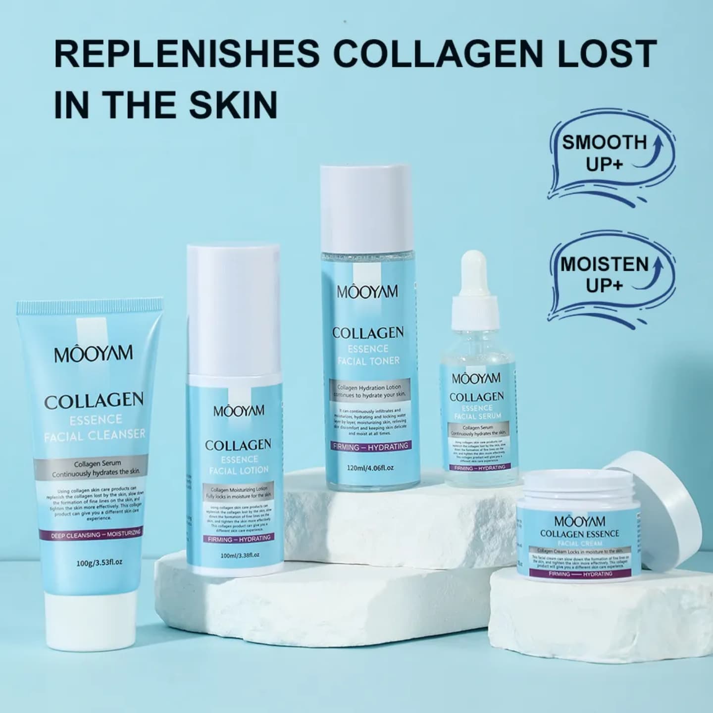 Collagen skin care set suitable for all skin types giving enhanced elasticity, improved hydration, reduced wrinkles and fine lines, and a smoother, more youthful complexion buy in Kenya