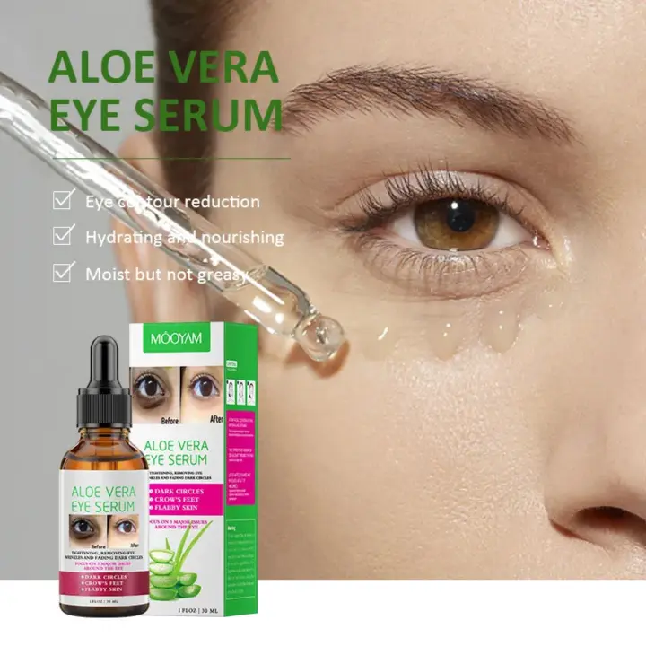 New arrival Dark circle removal aloe vera eye serum anti-puffiness anti-wrinkle moisturizer nourishing 30ml eye serum reduce the visibility of dark circles and give your under-eye area smoother