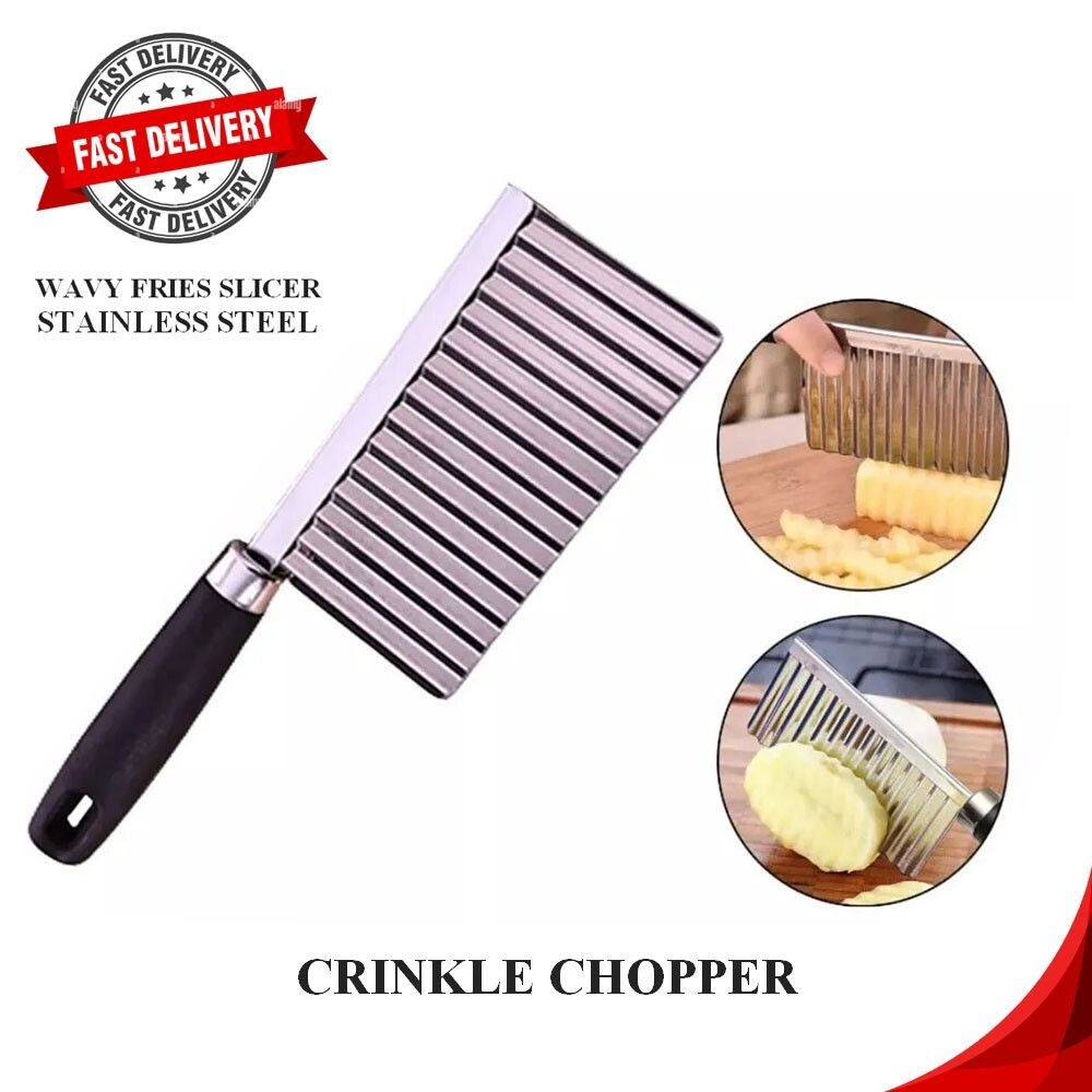 Wavy Fries Slicer – Stainless Steel Crinkle Chopper for Perfect Homemade Chips & Veggies