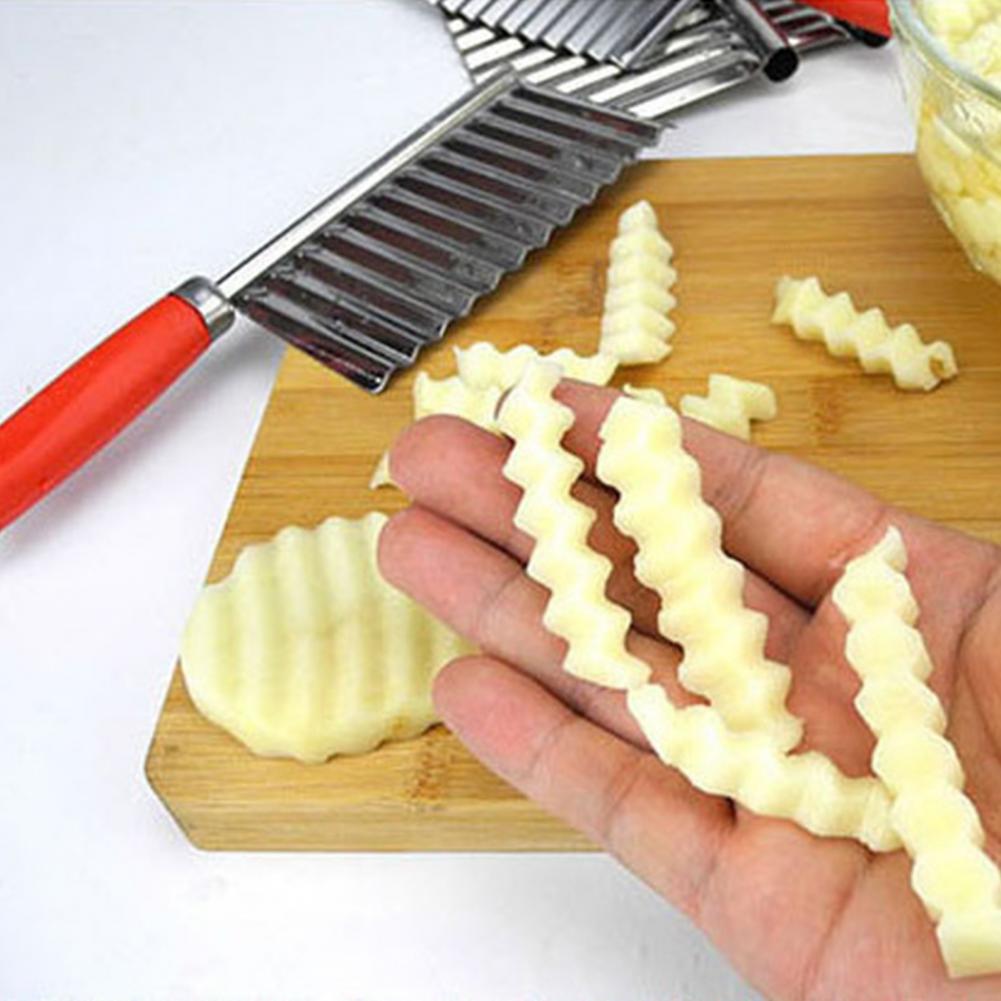Wavy Fries Slicer – Stainless Steel Crinkle Chopper for Perfect Homemade Chips & Veggies