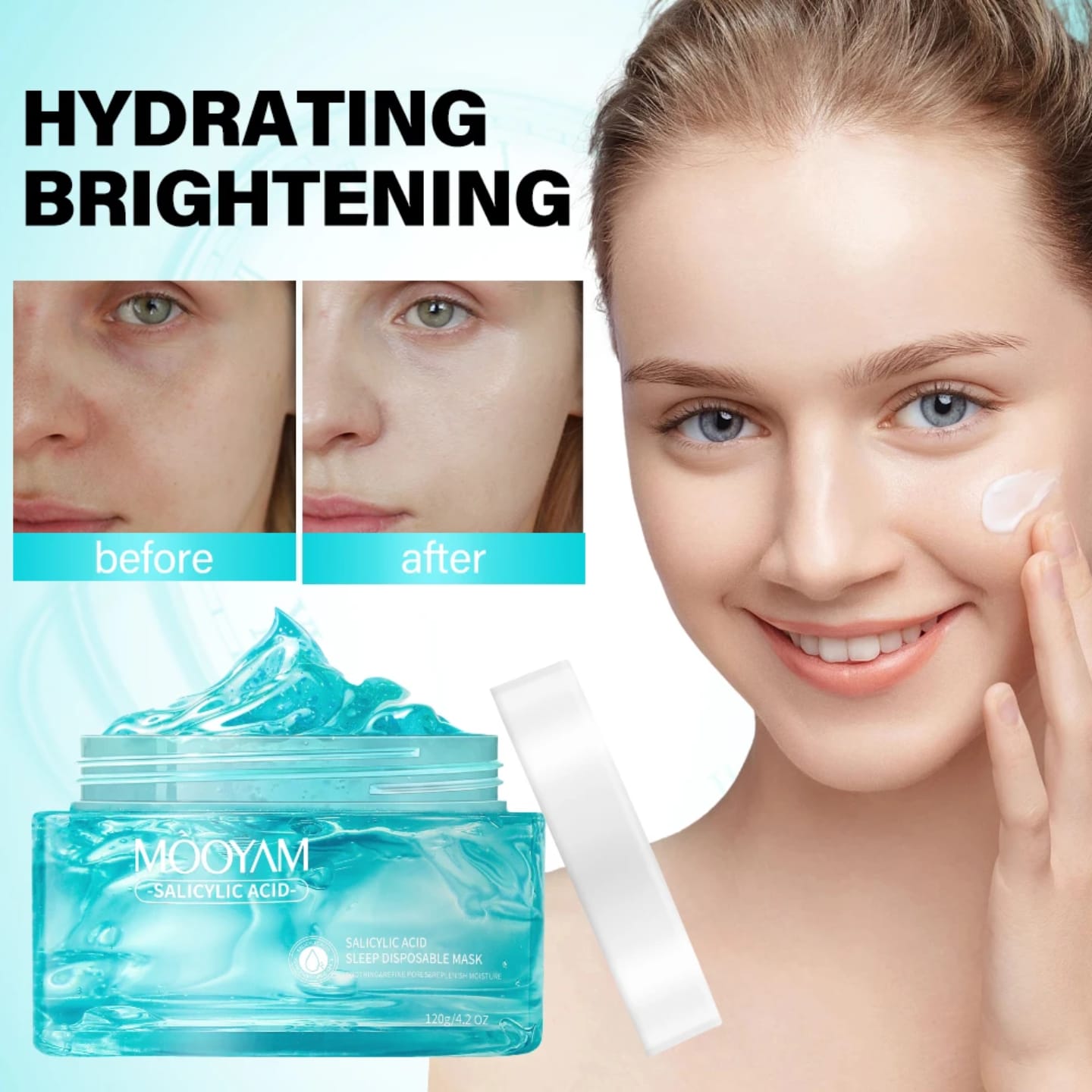 Mooyam Salicylic Acid Sleep Mask 120g Overnight Gel-Based Facial Treatment for Hydration, Exfoliation & Clear, Translucent  glass Skin Deeply Nourishes & Soothes All Skin Types