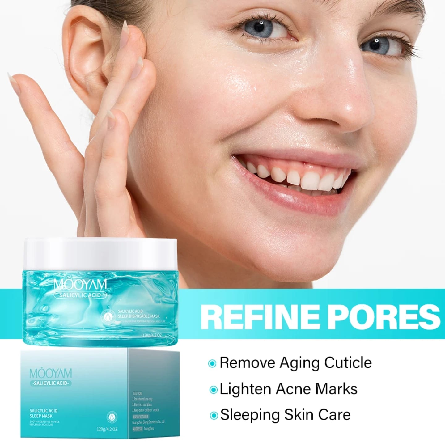 Mooyam Salicylic Acid Sleep Mask 120g Overnight Gel-Based Facial Treatment for Hydration, Exfoliation & Clear, Translucent  glass Skin Deeply Nourishes & Soothes All Skin Types