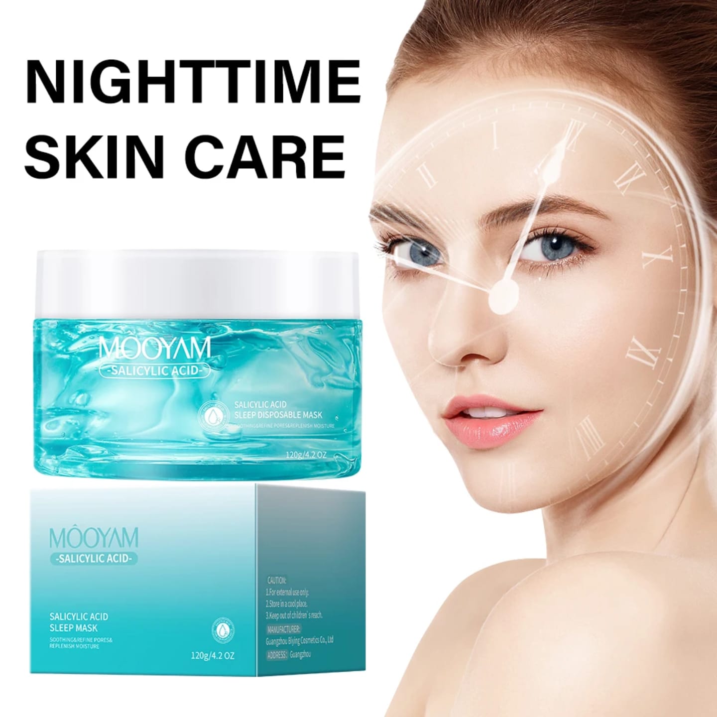 Mooyam Salicylic Acid Sleep Mask 120g Overnight Gel-Based Facial Treatment for Hydration, Exfoliation & Clear, Translucent  glass Skin Deeply Nourishes & Soothes All Skin Types