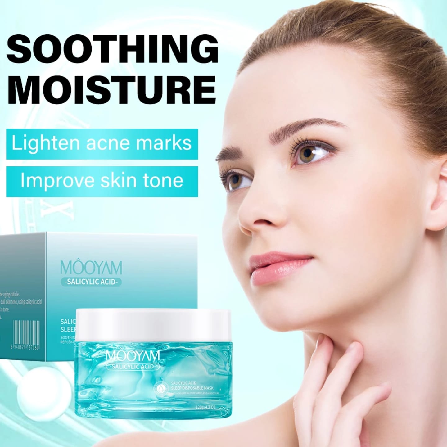 Mooyam Salicylic Acid Sleep Mask 120g Overnight Gel-Based Facial Treatment for Hydration, Exfoliation & Clear, Translucent  glass Skin Deeply Nourishes & Soothes All Skin Types