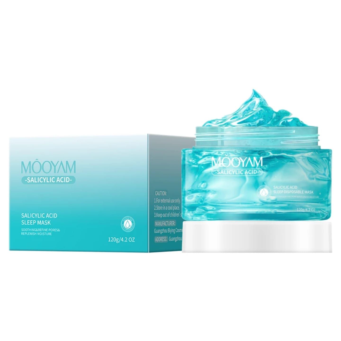 Mooyam Salicylic Acid Sleep Mask 120g Overnight Gel-Based Facial Treatment for Hydration, Exfoliation & Clear, Translucent  glass Skin Deeply Nourishes & Soothes All Skin Types
