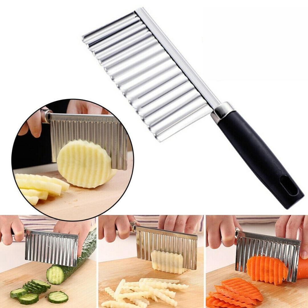 HOT SELLING KITCHEN VEGETABLE WAVE KNIFE SERRATED BLADE CHOPPER STAINLESS STEEL FRENCH FRY POTATO CUTTER BUY IN KENYA
