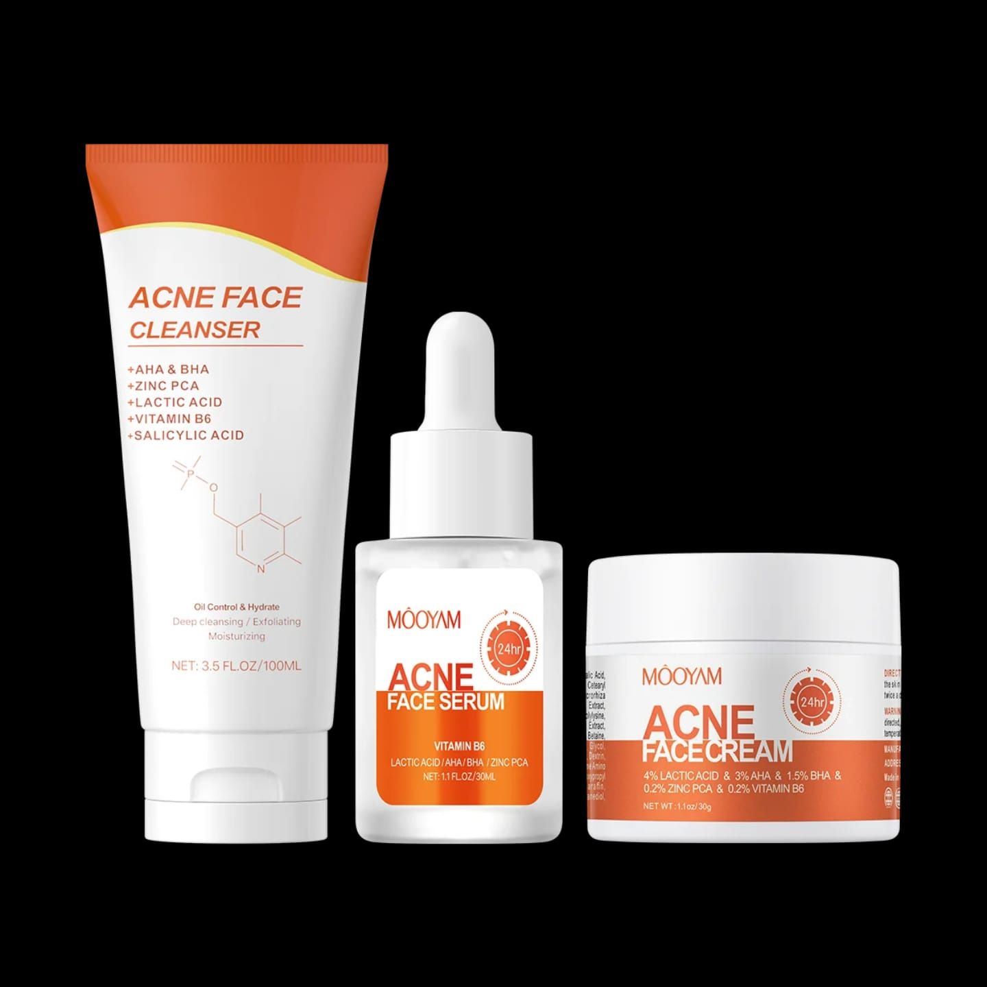 [Verified Original] Mooyam 3-in-1 Acne Treatment Set - AHA/BHA & Salicylic Acid Formula for Clear Skin, Oil Control & Pimple Removal