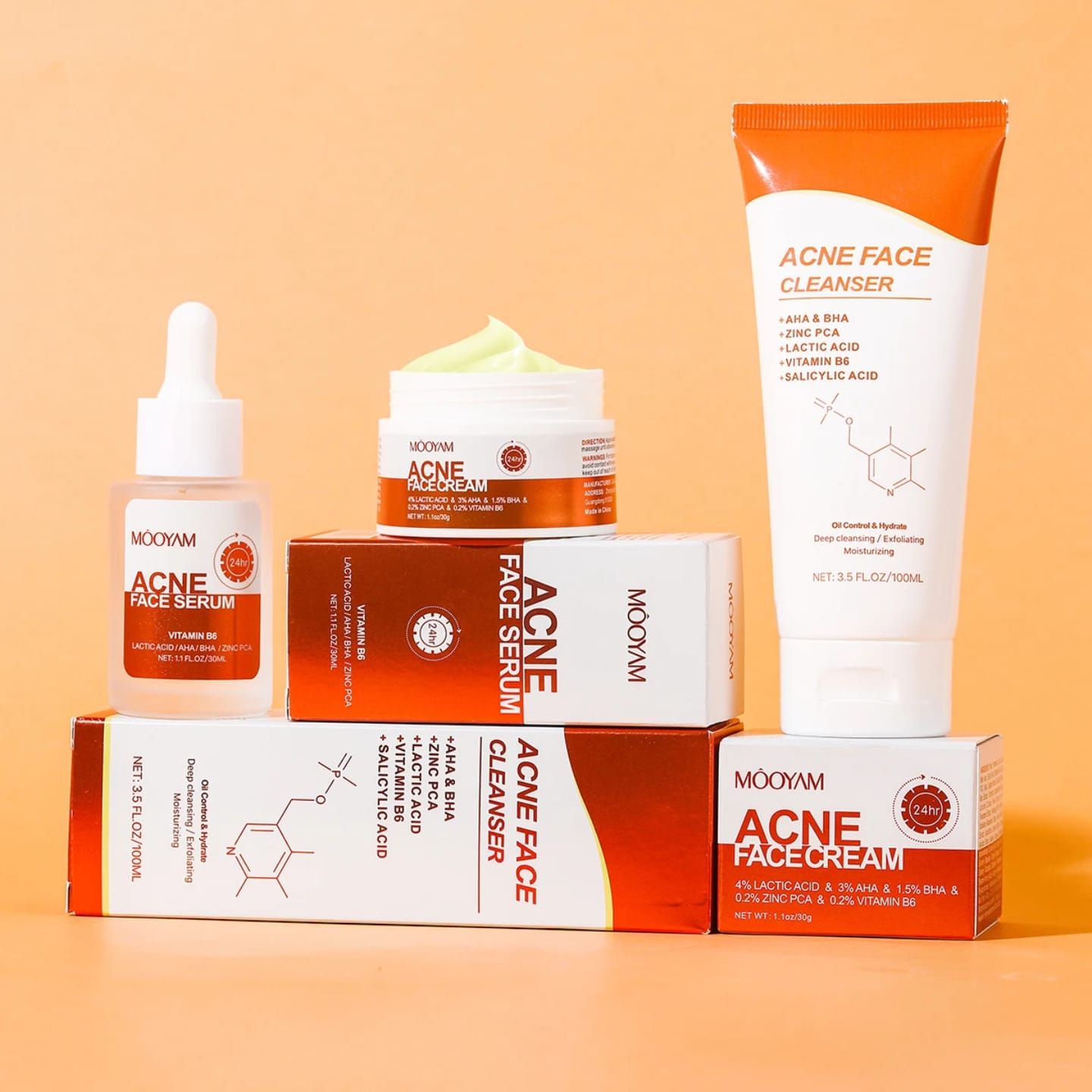 [Verified Original] Mooyam 3-in-1 Acne Treatment Set - AHA/BHA & Salicylic Acid Formula for Clear Skin, Oil Control & Pimple Removal