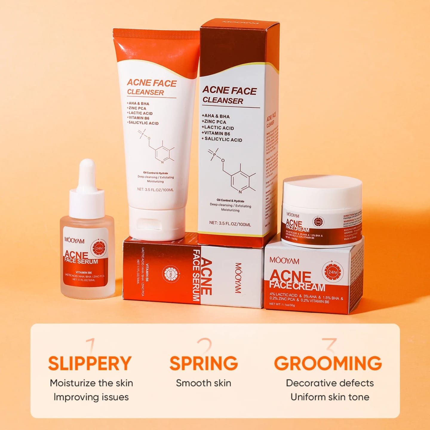 [Verified Original] Mooyam 3-in-1 Acne Treatment Set - AHA/BHA & Salicylic Acid Formula for Clear Skin, Oil Control & Pimple Removal