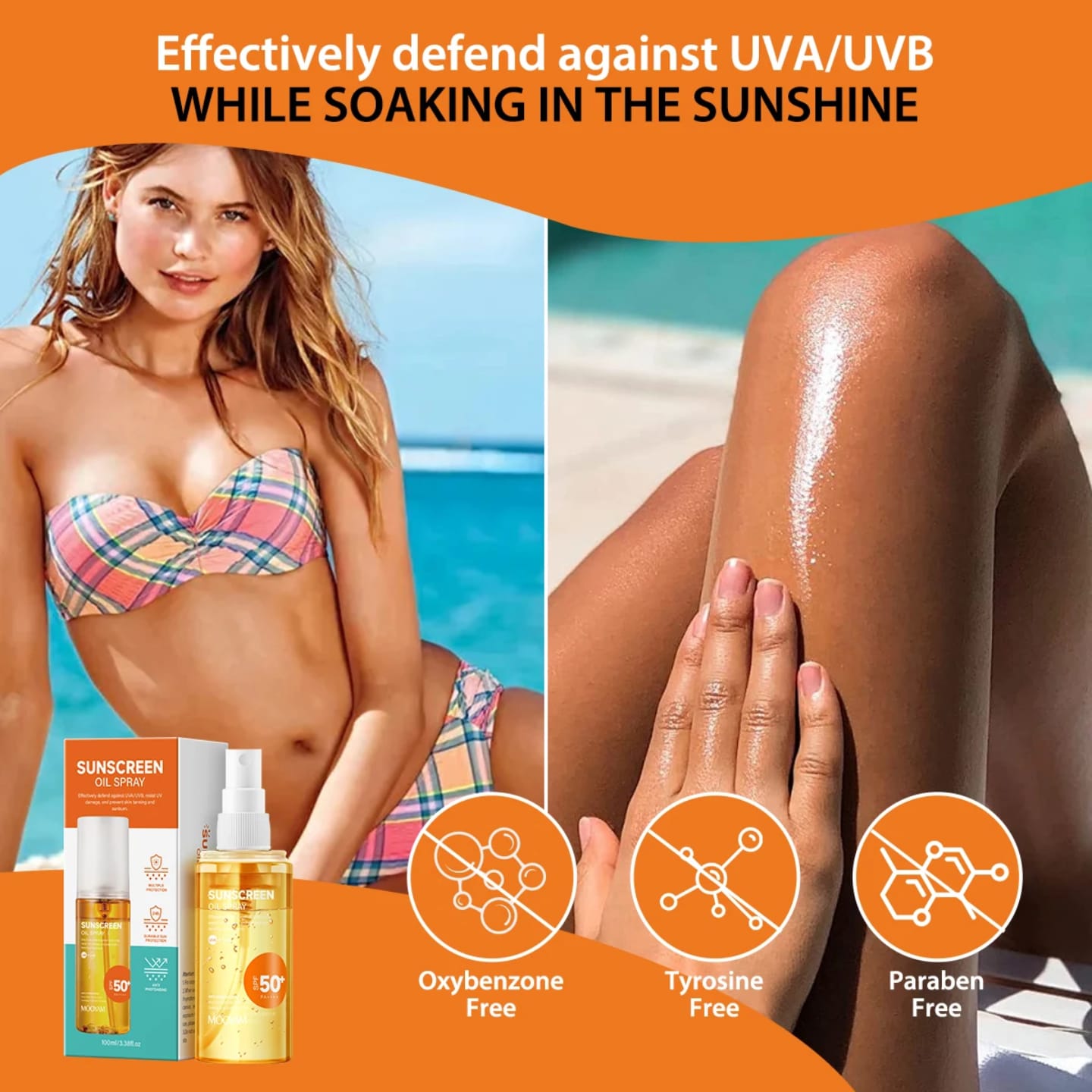 Mooyam Sunscreen Oil Spray SPF 50+ – 24H UVA/UVB Protection, Anti-Tanning & Anti-Aging (100ml) Ultimate Sun Protection for Glowing Skin