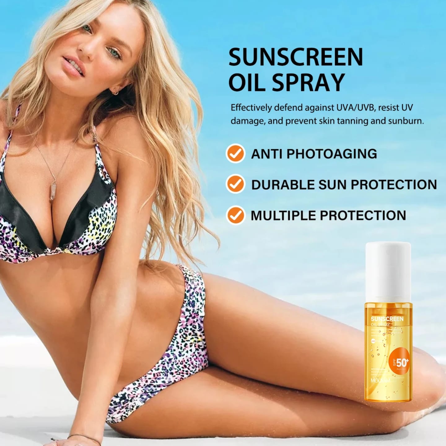 Mooyam Sunscreen Oil Spray SPF 50+ – 24H UVA/UVB Protection, Anti-Tanning & Anti-Aging (100ml) Ultimate Sun Protection for Glowing Skin