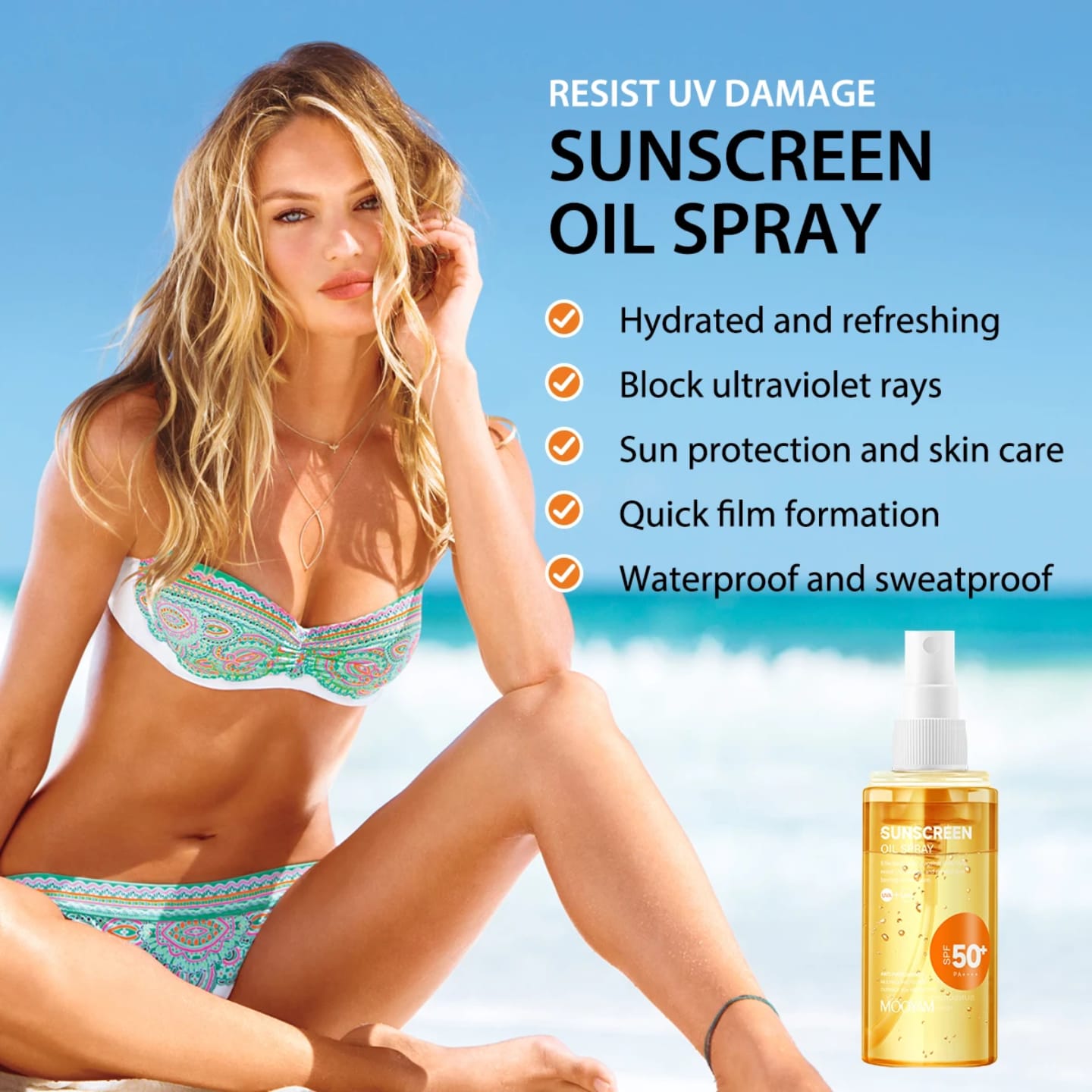 Mooyam Sunscreen Oil Spray SPF 50+ – 24H UVA/UVB Protection, Anti-Tanning & Anti-Aging (100ml) Ultimate Sun Protection for Glowing Skin
