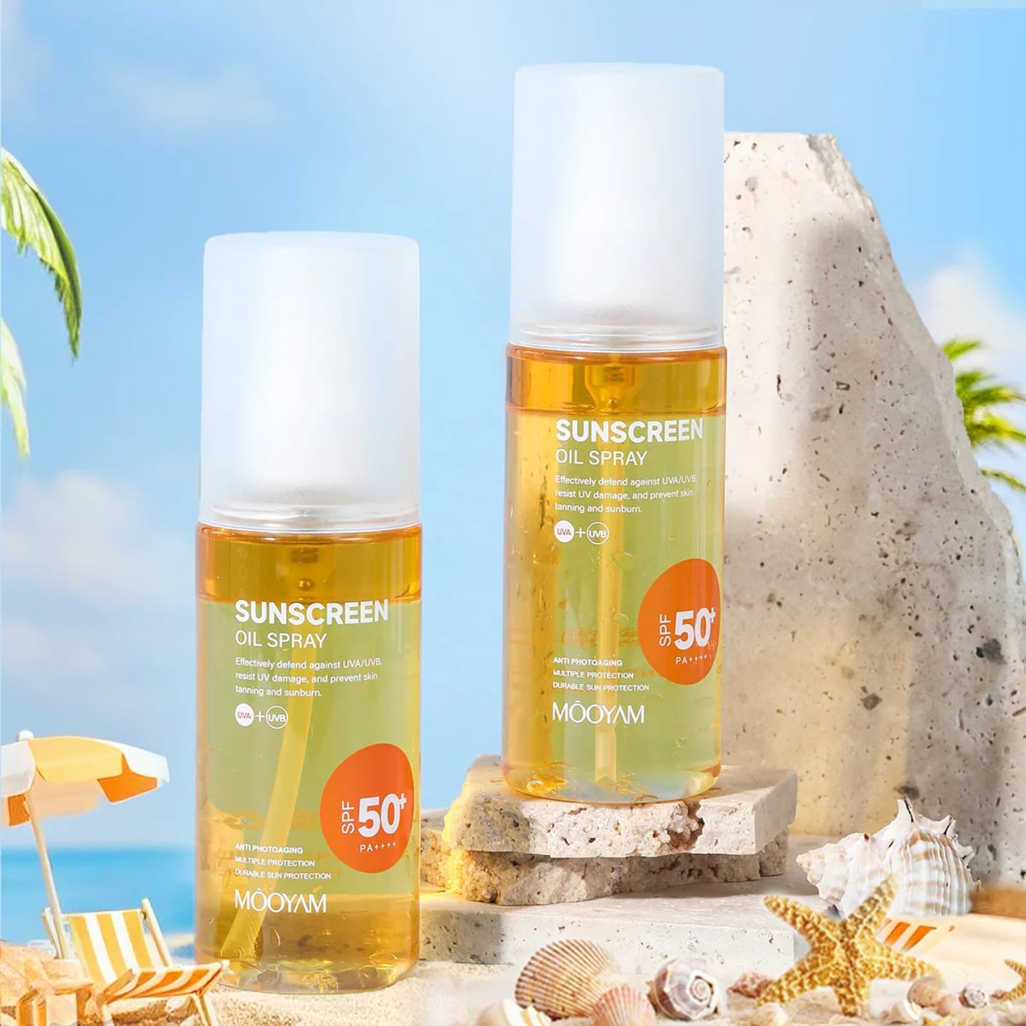 Mooyam Sunscreen Oil Spray SPF 50+ – 24H UVA/UVB Protection, Anti-Tanning & Anti-Aging (100ml) Ultimate Sun Protection for Glowing Skin