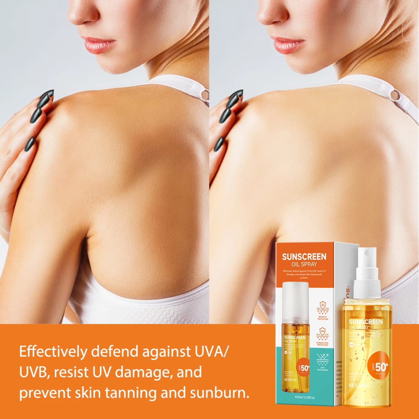 Mooyam Sunscreen Oil Spray SPF 50+ – 24H UVA/UVB Protection, Anti-Tanning & Anti-Aging (100ml) Ultimate Sun Protection for Glowing Skin