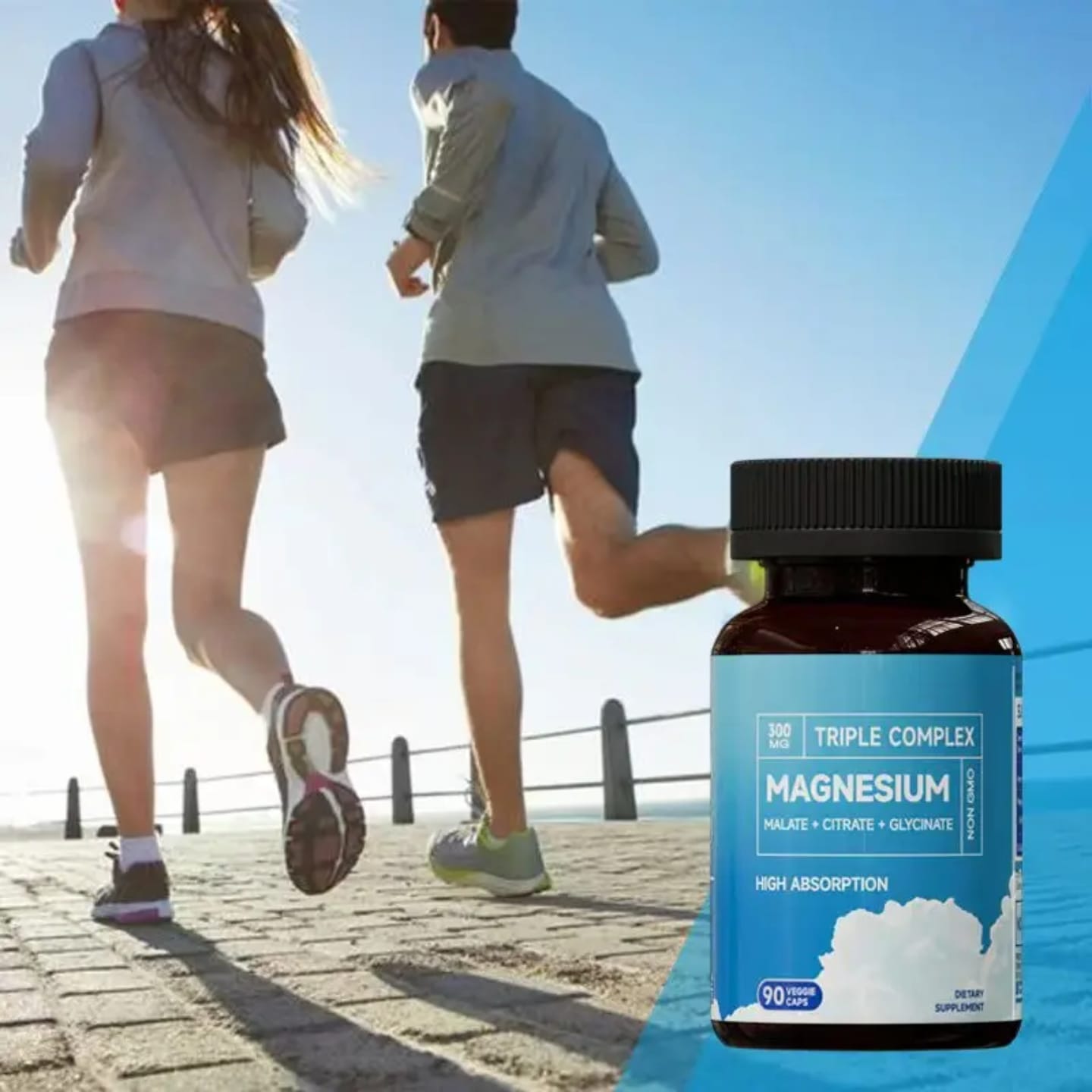 Triple Magnesium Complex Malate, Citrate and Glycinate - Support Muscle, Bone, Heart and Nervous System Health, Boost Energy Improve Sleep