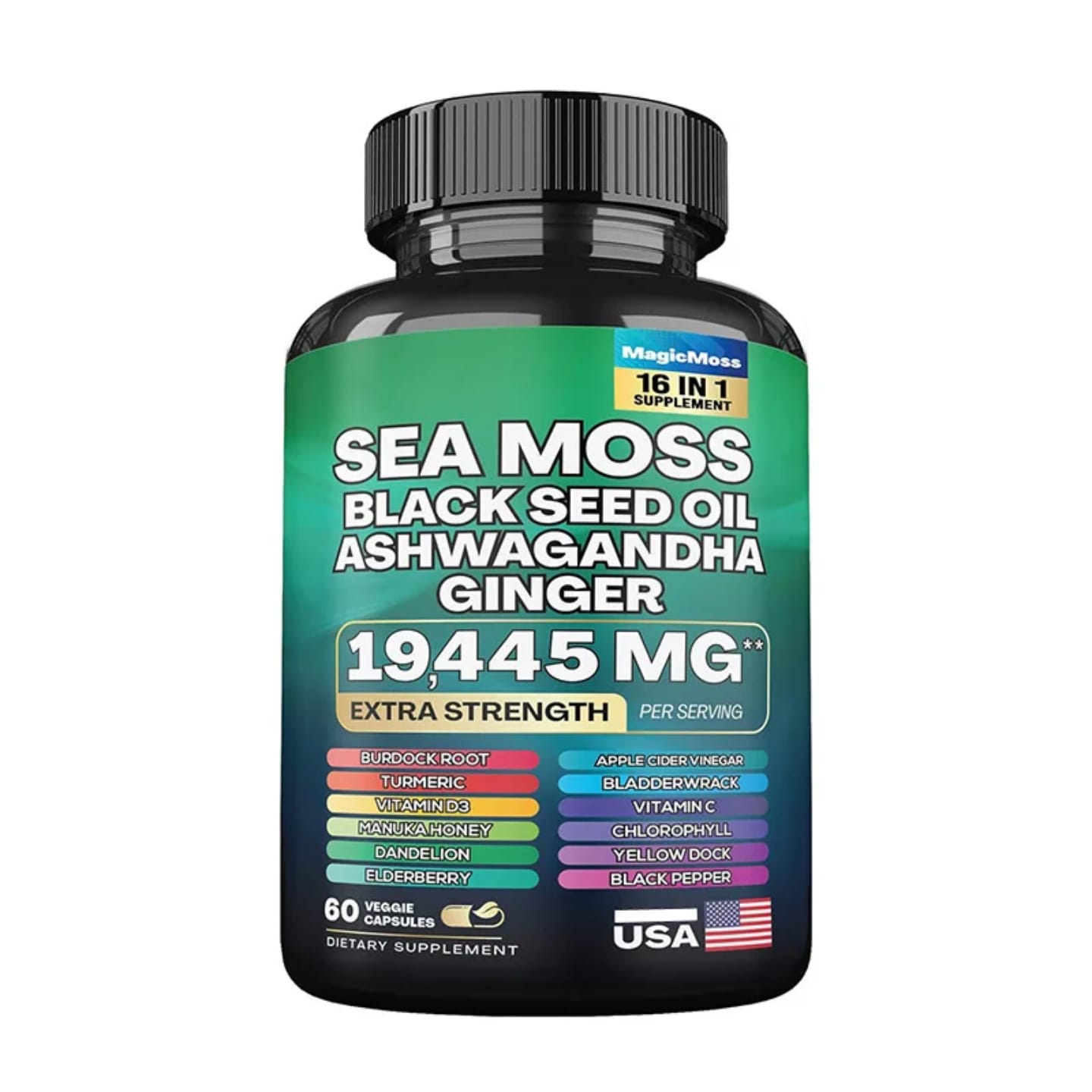 Sea Moss Supplement - Supports Thyroid Health, Anti-aging, Antioxidant, Improve Immunity, Detox, Beauty Health