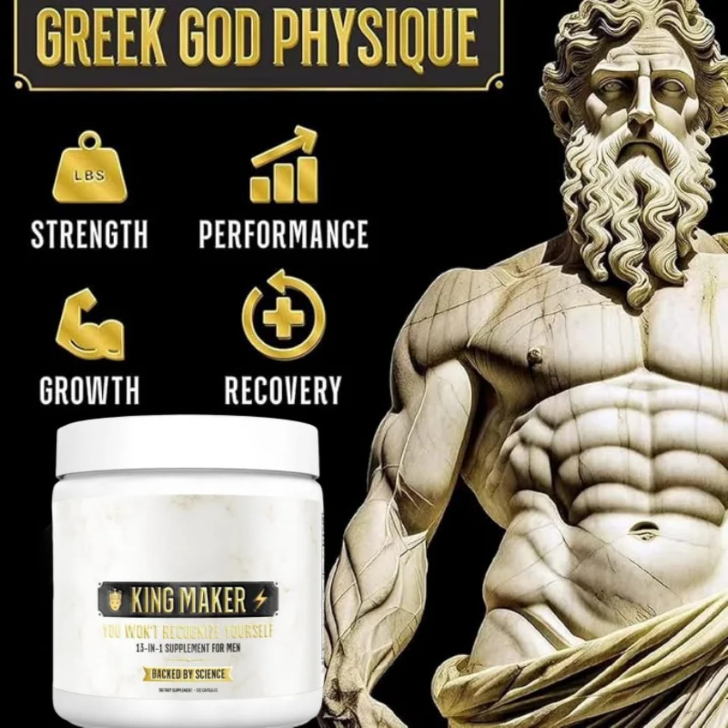 KING MAKER 13-IN-1 MEN'S SUPPLEMENT – BOOSTS LIBIDO, ERECTION, TESTOSTERONE, STAMINA, ENDURANCE & SEXUAL PERFORMANCE (120 CAPS)