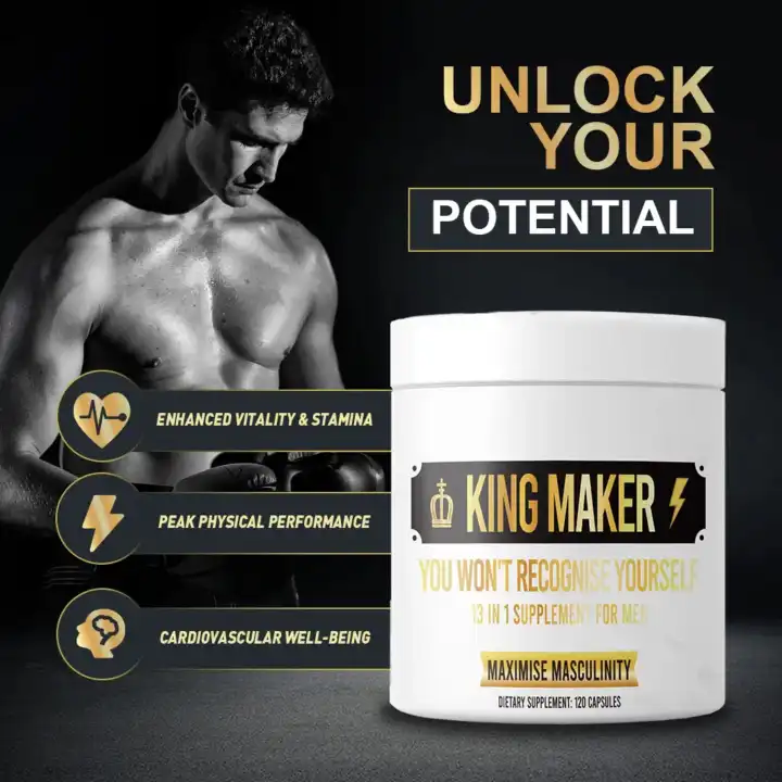 KING MAKER 13-IN-1 MEN'S SUPPLEMENT – BOOSTS LIBIDO, ERECTION, TESTOSTERONE, STAMINA, ENDURANCE & SEXUAL PERFORMANCE (120 CAPS)