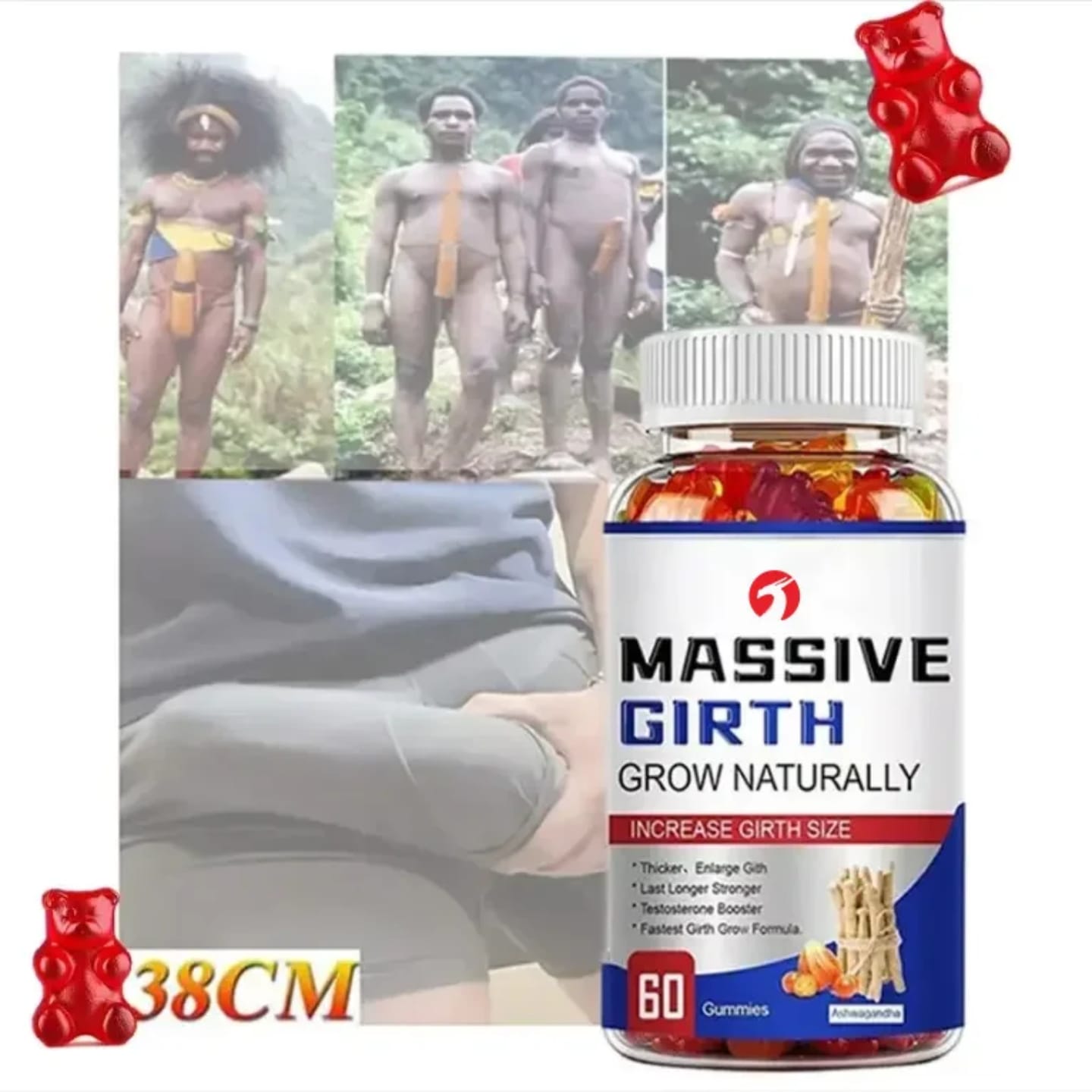 [OFFER] Massive Girth Men’s Performance Gummies (60 Pcs) – Natural Testosterone Booster & Strength Support – Extra Strength Ashwagandha Formula