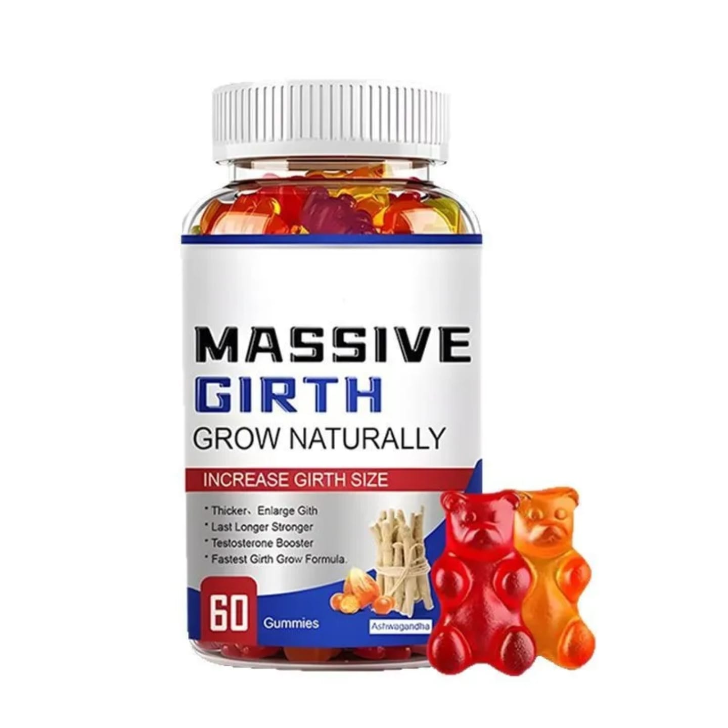 [OFFER] Massive Girth Men’s Performance Gummies (60 Pcs) – Natural Testosterone Booster & Strength Support – Extra Strength Ashwagandha Formula