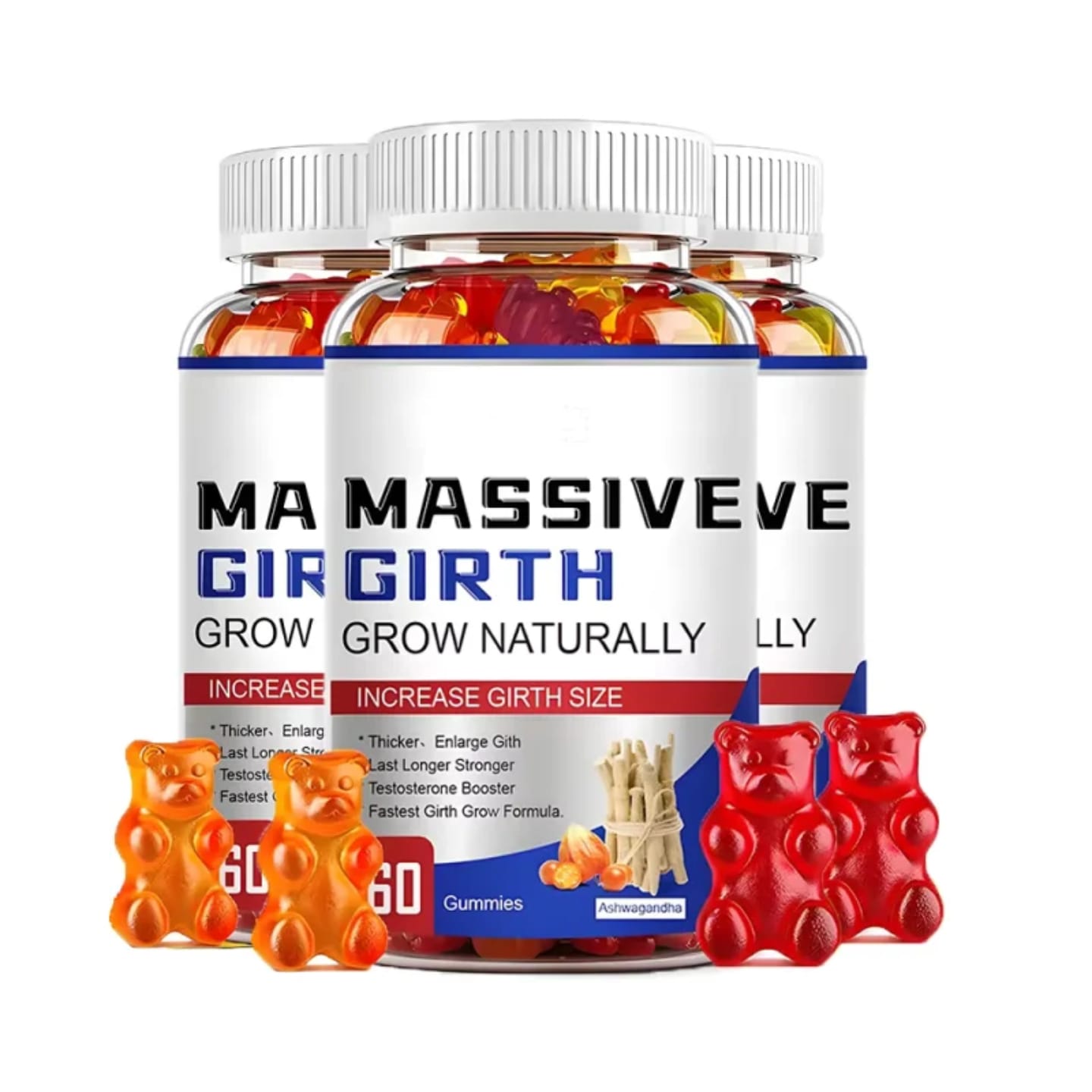 [OFFER] Massive Girth Men’s Performance Gummies (60 Pcs) – Natural Testosterone Booster & Strength Support – Extra Strength Ashwagandha Formula